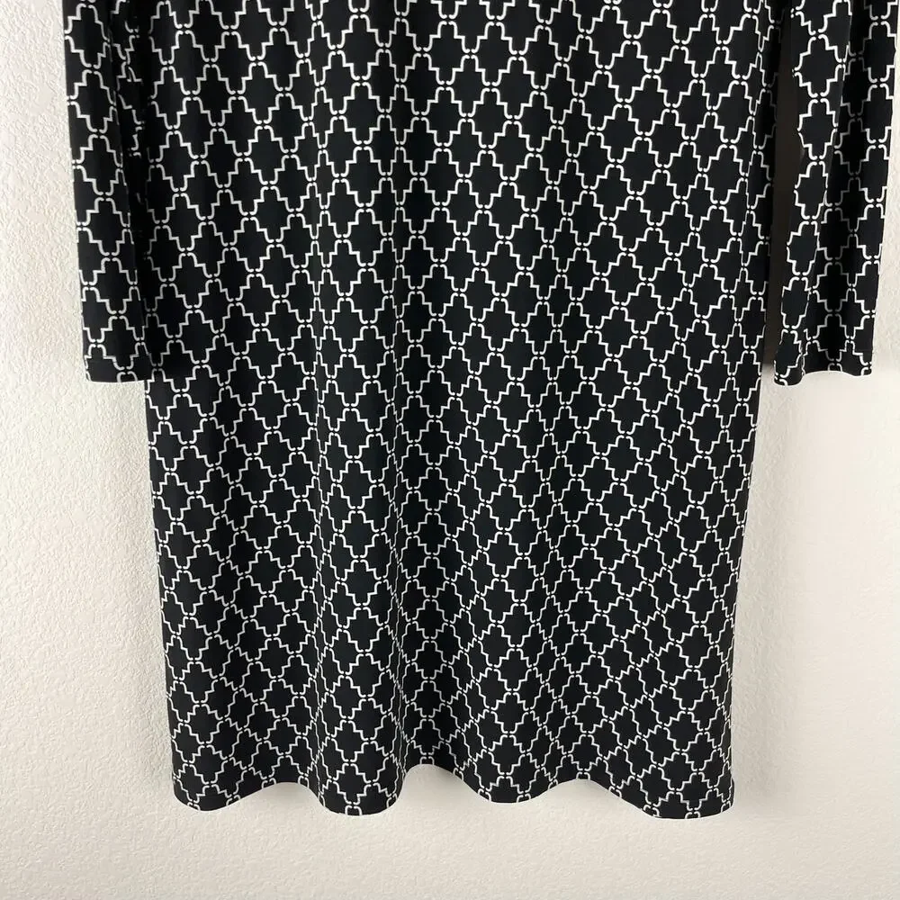 Brooks Brothers 346 Geometric Dress Womens Medium‎ Sheath Allover Print Classic